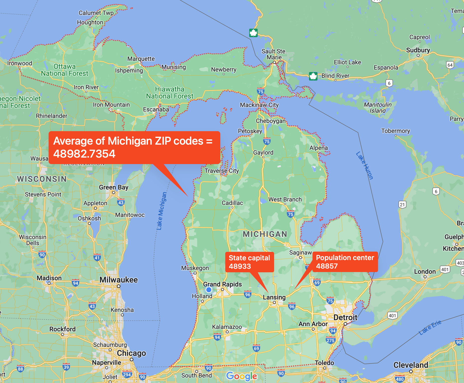 Michigan ZIP codes